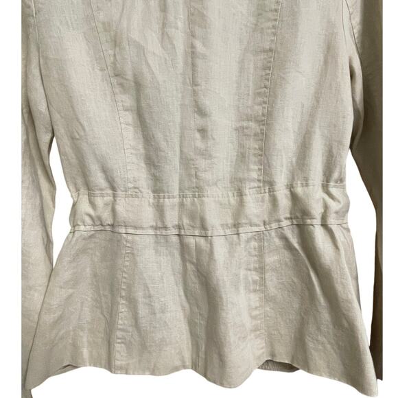 Willi Smith Khaki Linen Tie Waist Tailored Blazer 4 - Picture 4 of 8